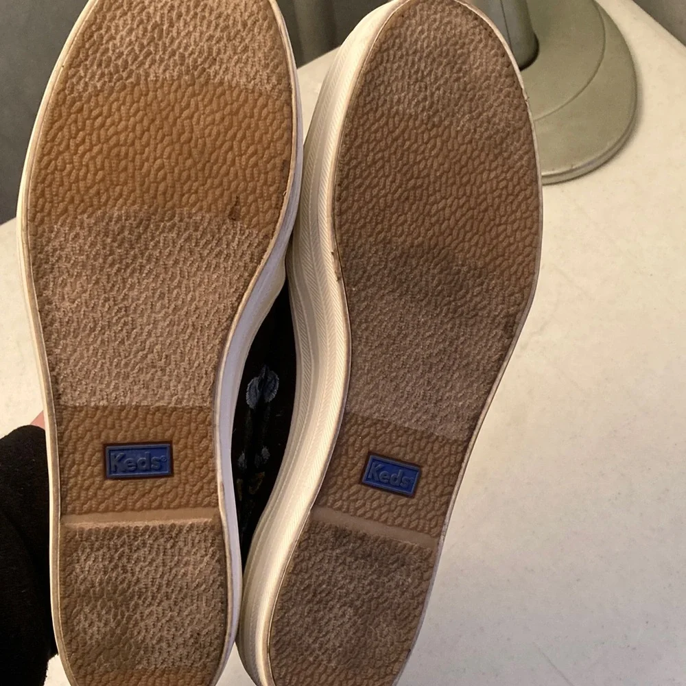 Rifle Paper Co. Keds Black Slip-On Sneakers with Blue Floral Embroidery - Picture 7 of 7